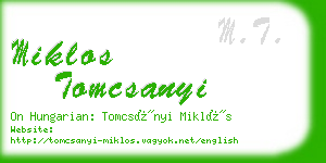 miklos tomcsanyi business card